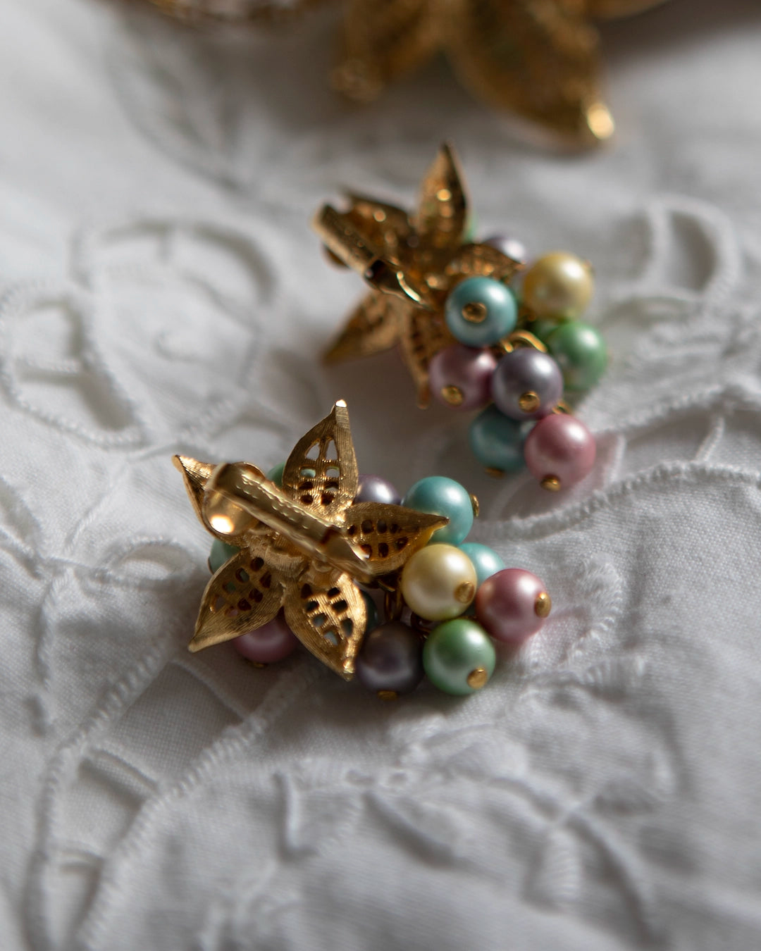 Vintage Pastel Grape Cascade Earrings + Convertible Necklace Set