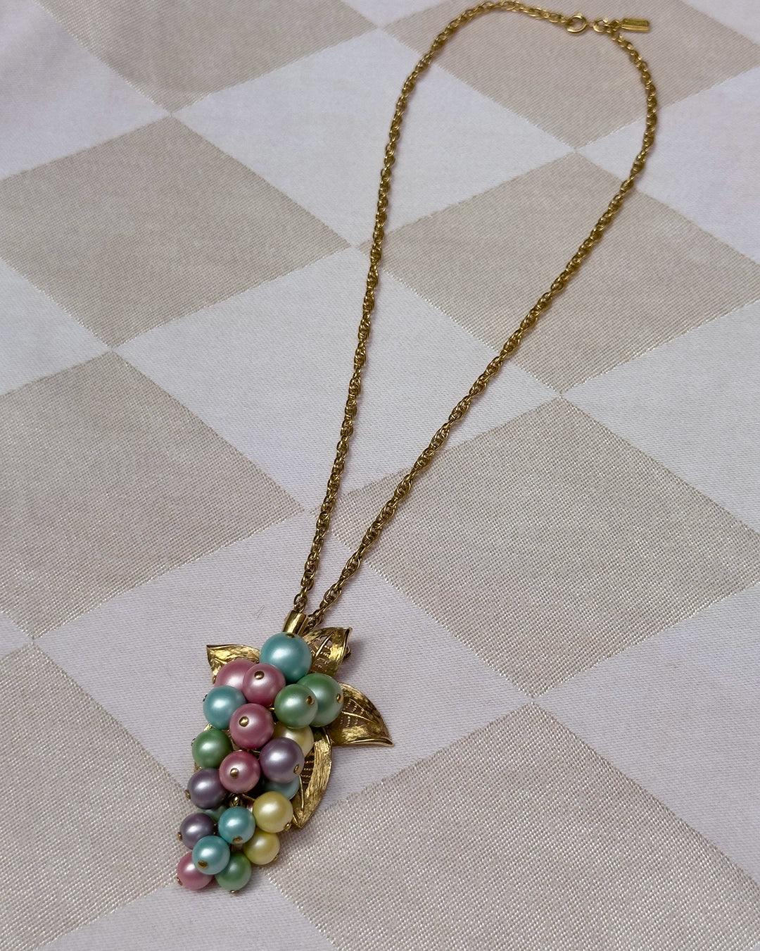 Vintage Pastel Grape Cascade Earrings + Convertible Necklace Set