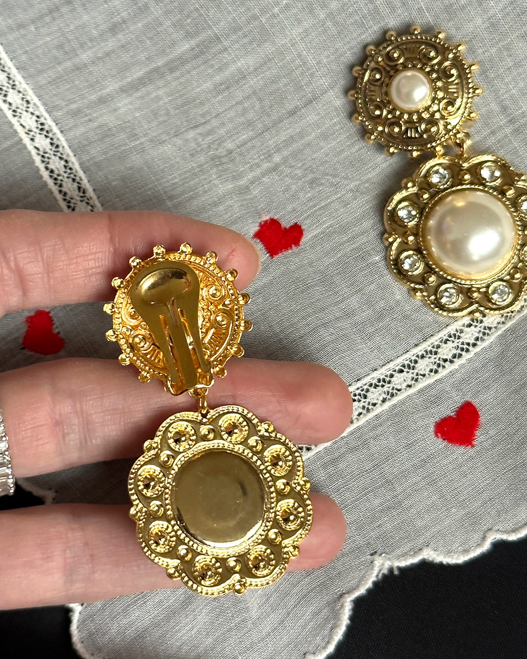 Vintage Pearl-Set Baroque Drop Earrings