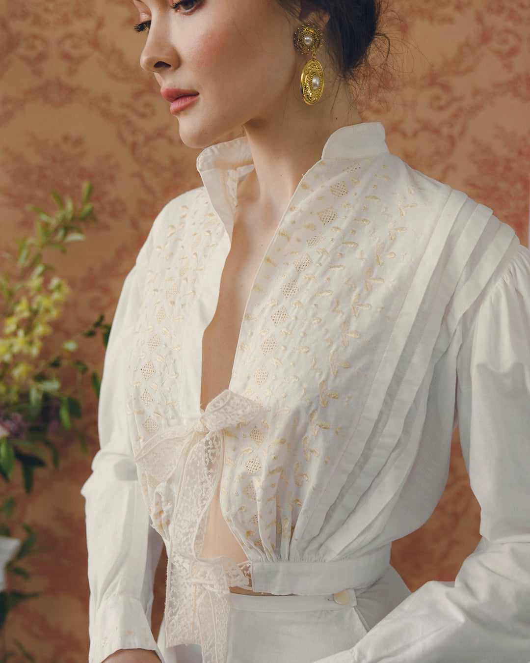 Vintage Pearl-Set Baroque Revival Drop Earrings