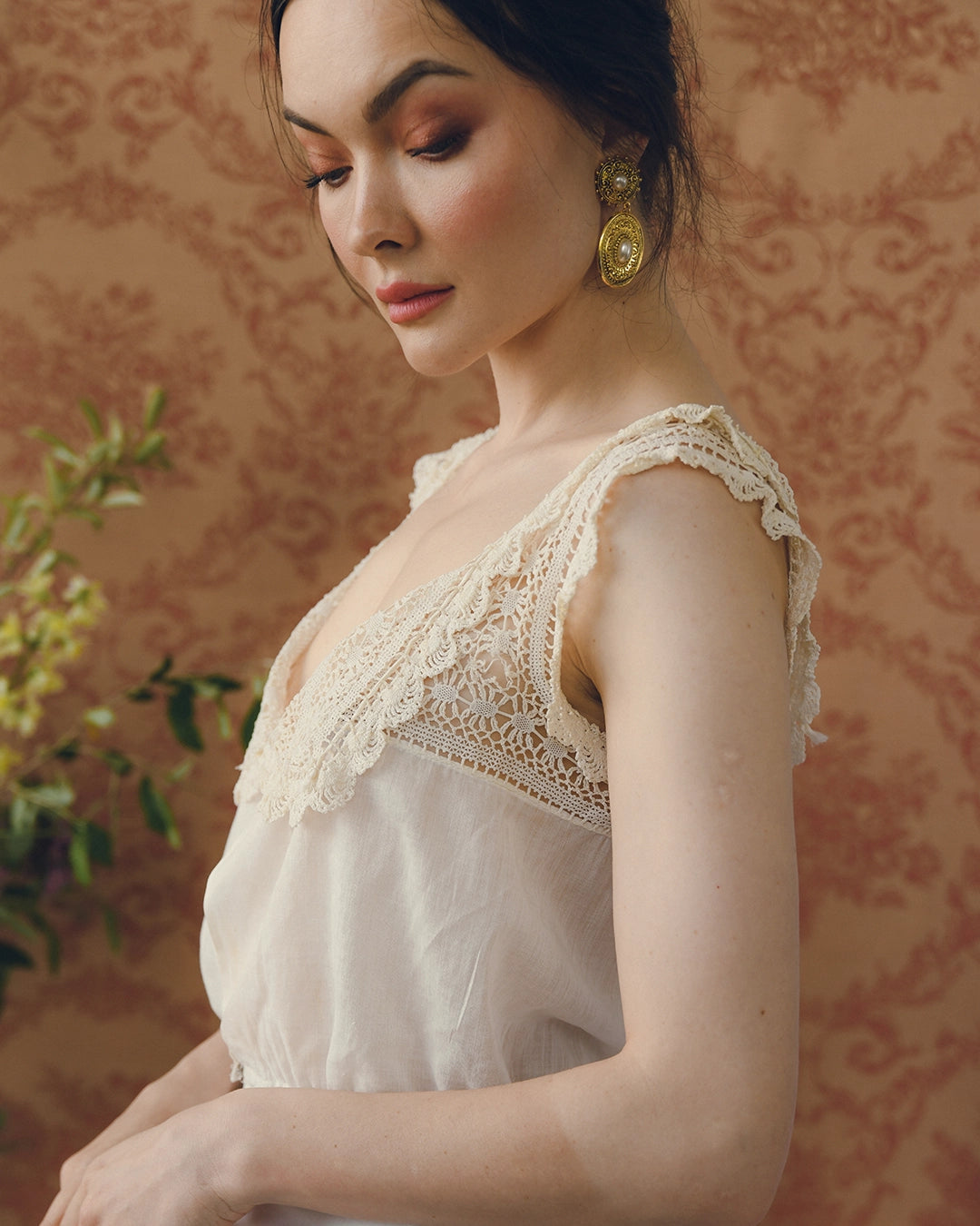 Vintage Pearl-Set Baroque Revival Drop Earrings
