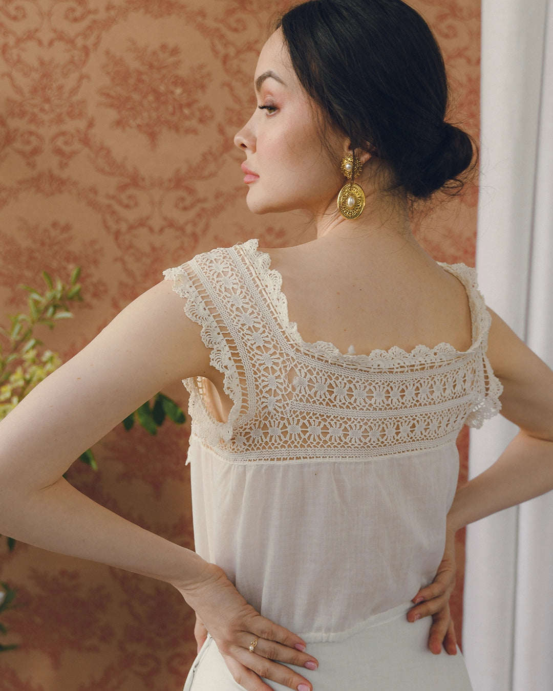Vintage Pearl-Set Baroque Revival Drop Earrings