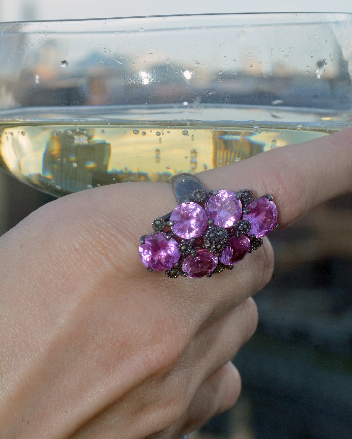 Vintage Pink Topaz Cocktail Ring