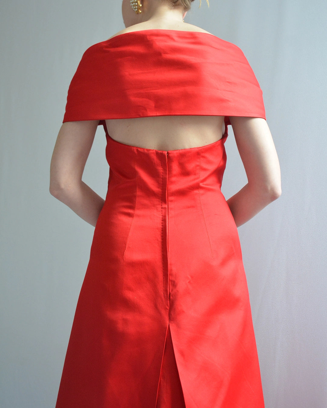 Vintage Richard Tyler Couture Portrait Neckline Satin Gown