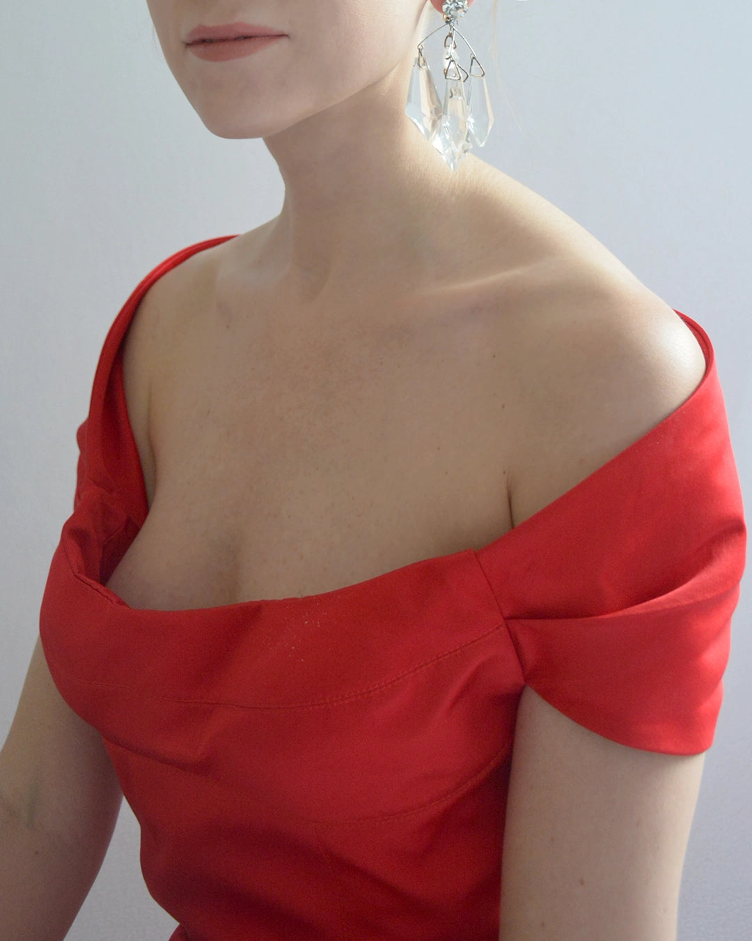 Vintage Richard Tyler Couture Portrait Neckline Satin Gown