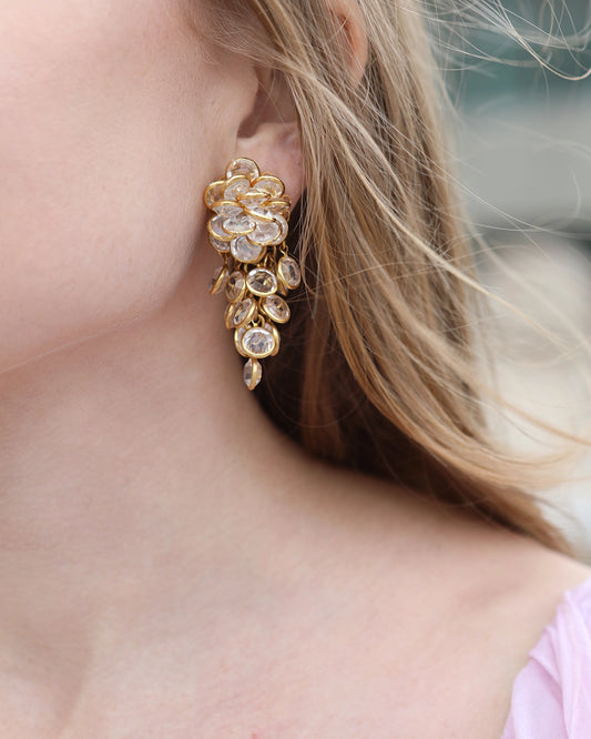 Vintage Rose-Cut Crystal Cascade Earrings
