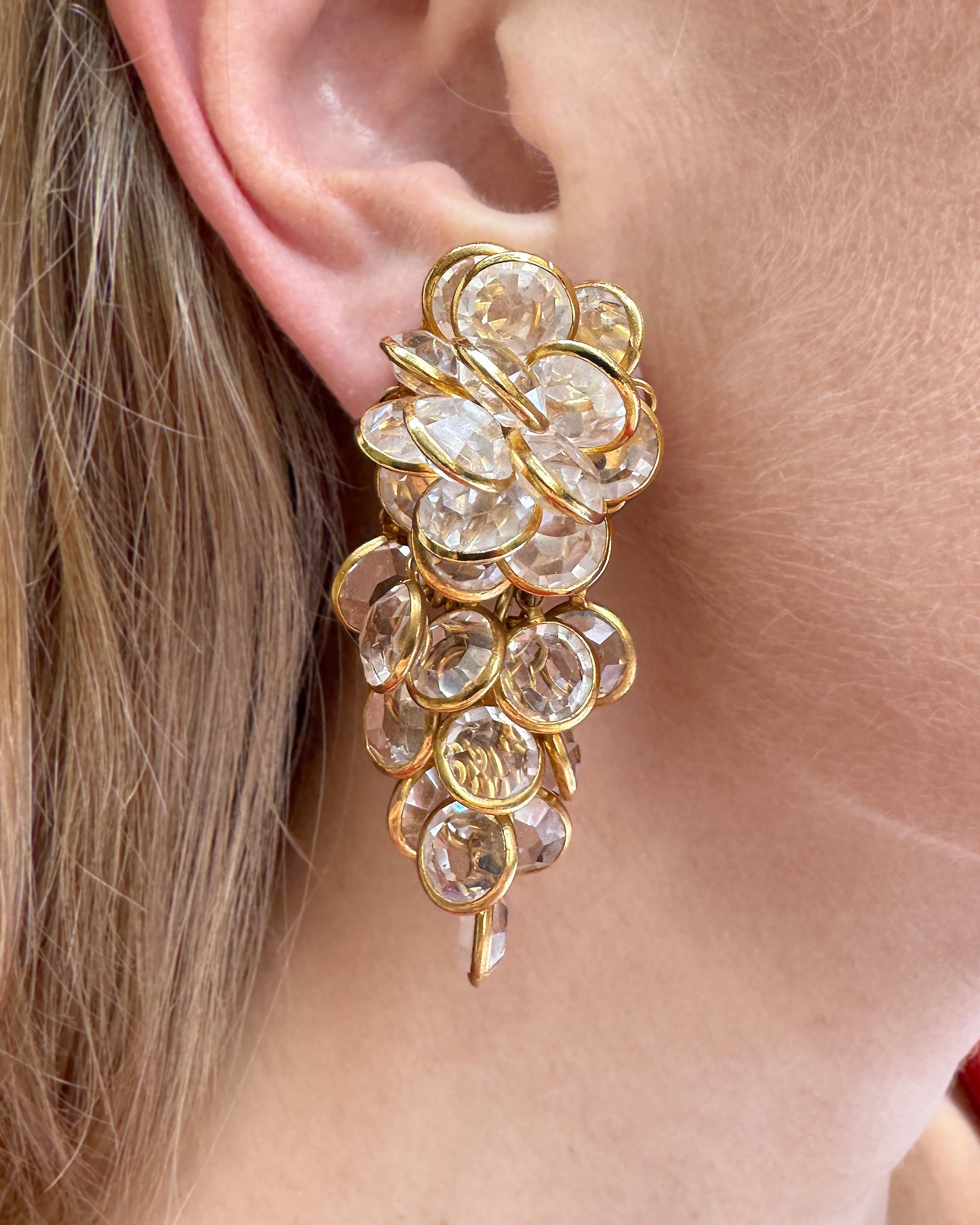 Vintage Rose-Cut Crystal Cascade Earrings