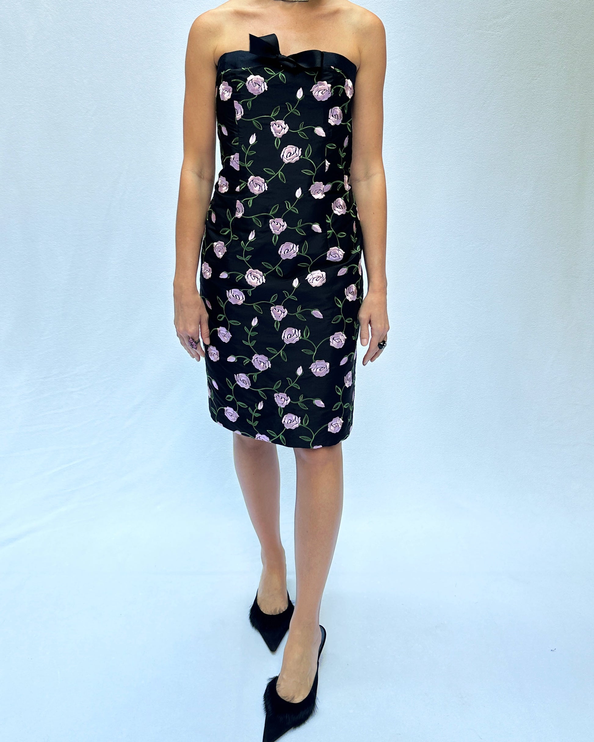 Vintage Steven Stolman Embroidered Silk Cocktail Dress Vintage Steven Stolman Embroidered Silk Cocktail Dress