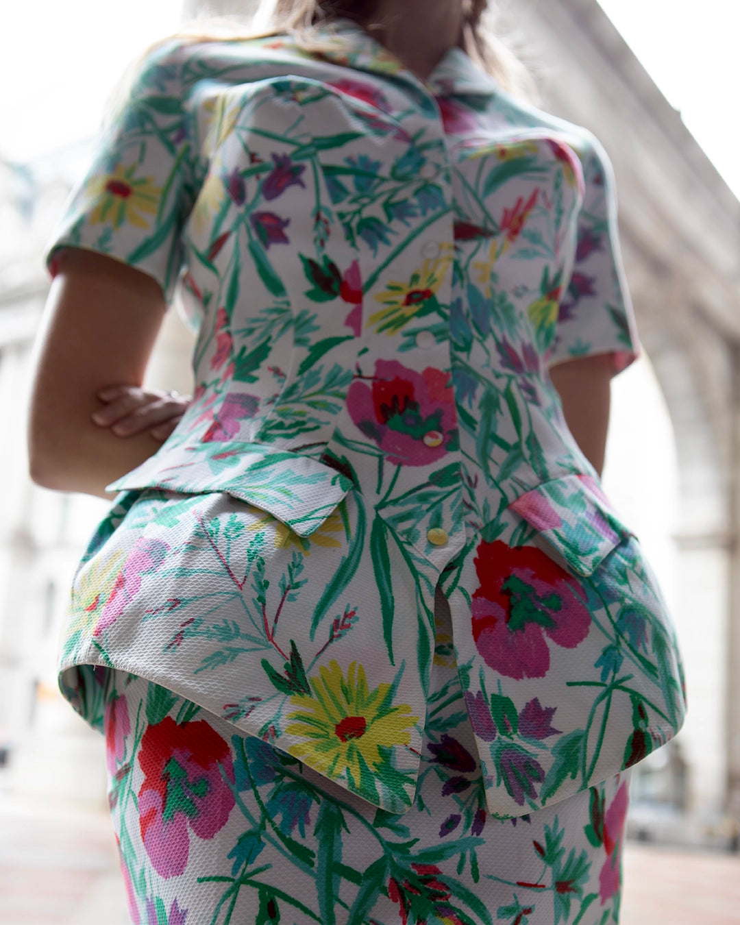 Vintage Thierry Mugler Floral Pique Skirt Suit