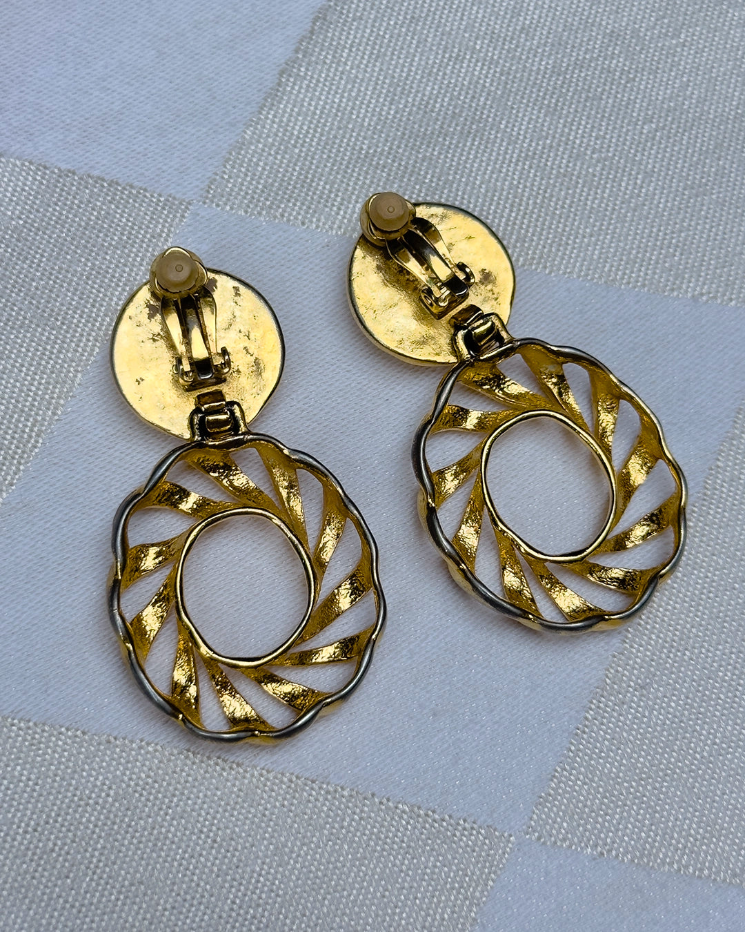 Vintage Twisted Gold And Pearl Drop Earrings