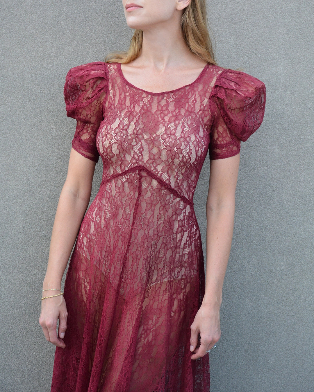 Vintage 1930s Bias-Cut Chantilly Lace Dress