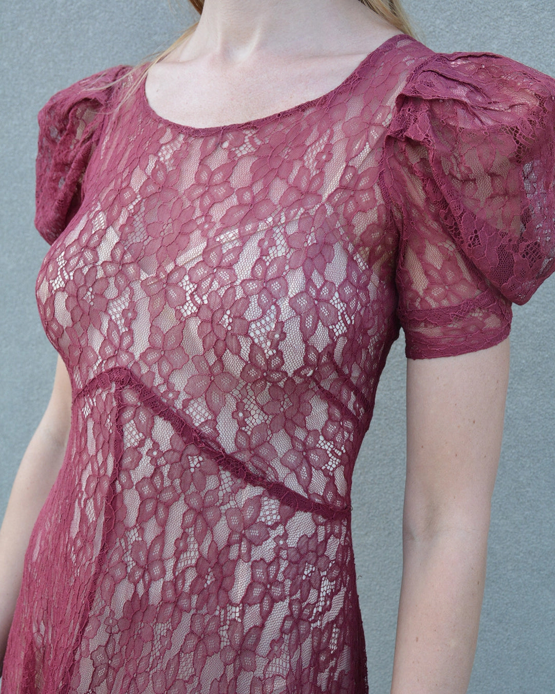 Vintage 1930s Bias-Cut Chantilly Lace Dress