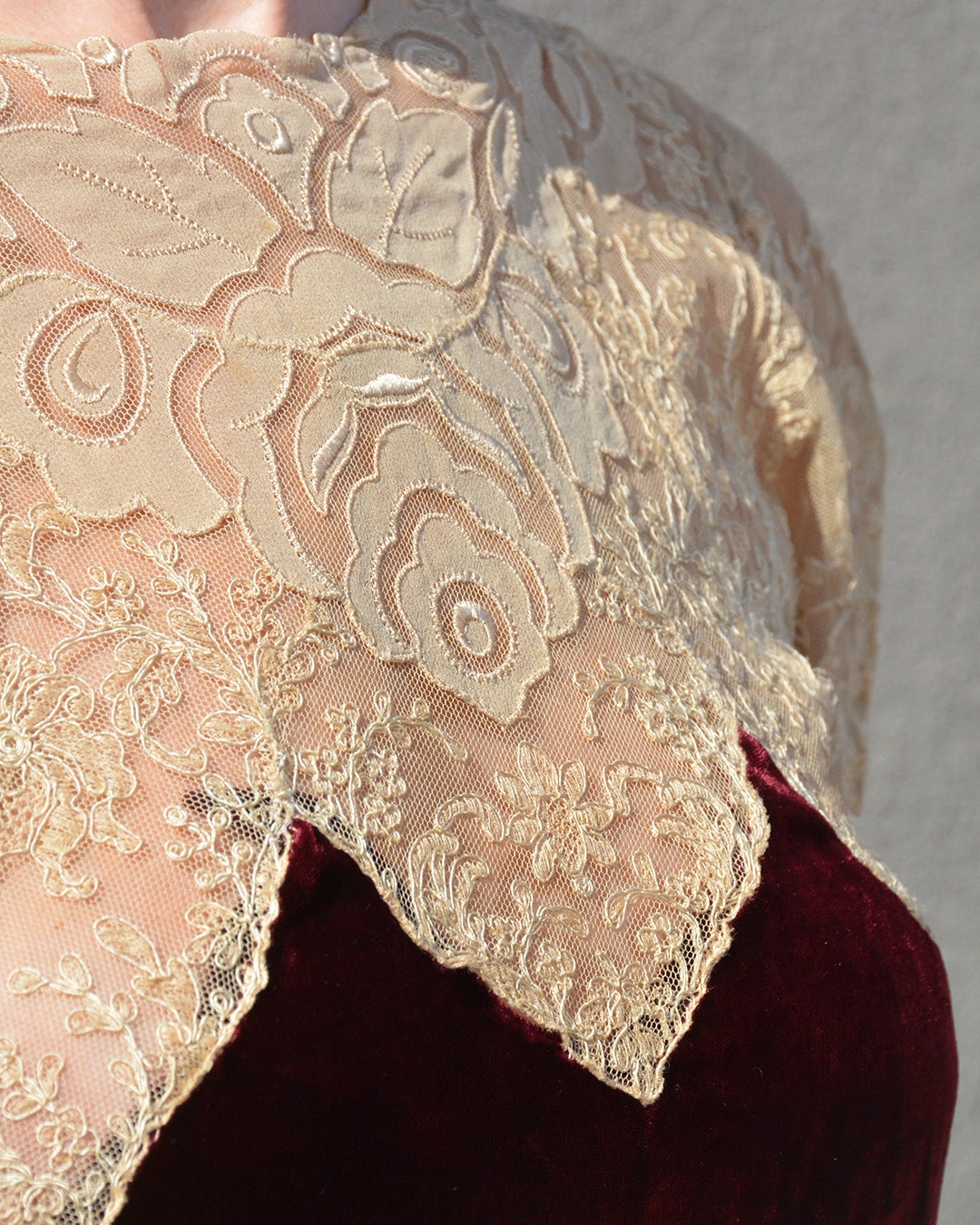 Vintage 1930s Bias-Cut Velvet and Lace Dress with Bolero