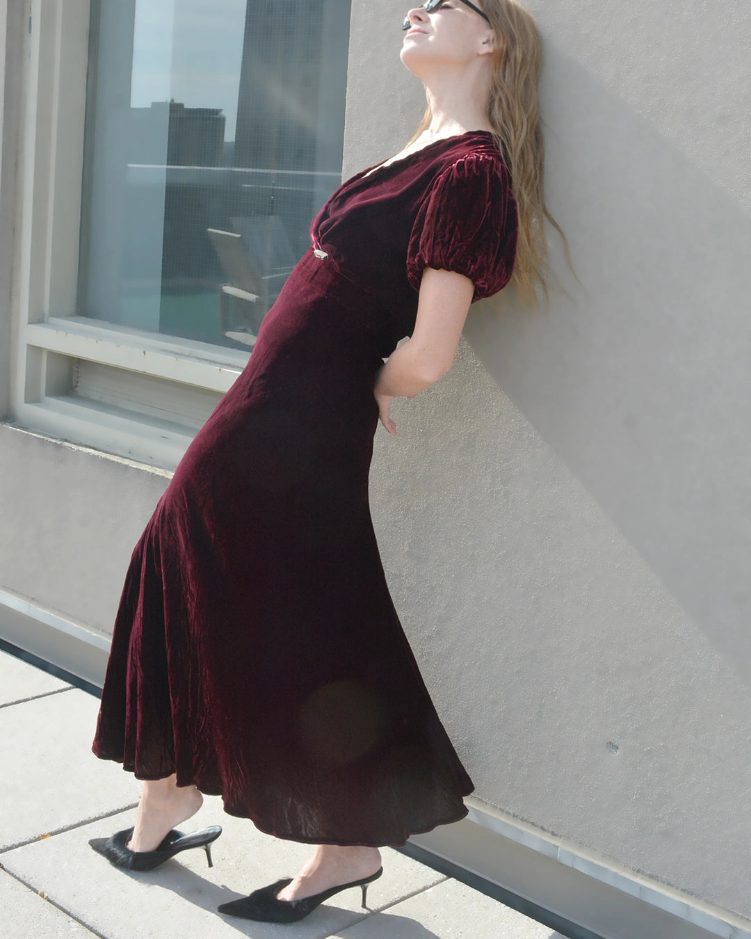 bias cut velvet dress 1930s Blue Velvet Loretta Bias Dress UK 08
