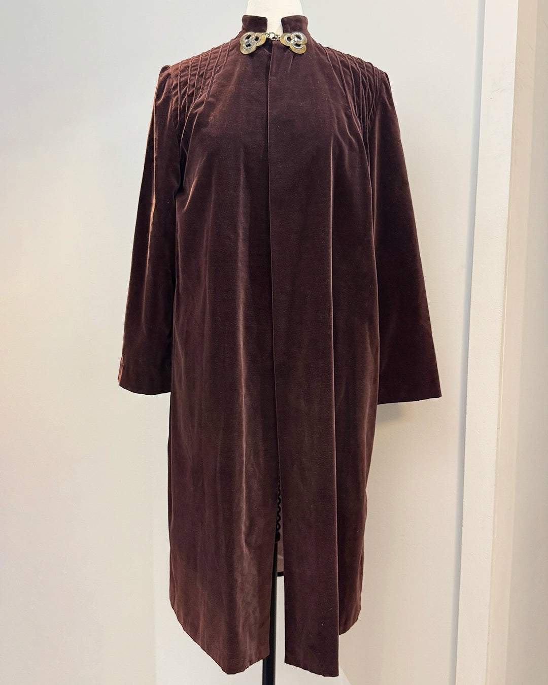Vintage 1930s Velvet Opera Coat with Gold Art Deco Clasp