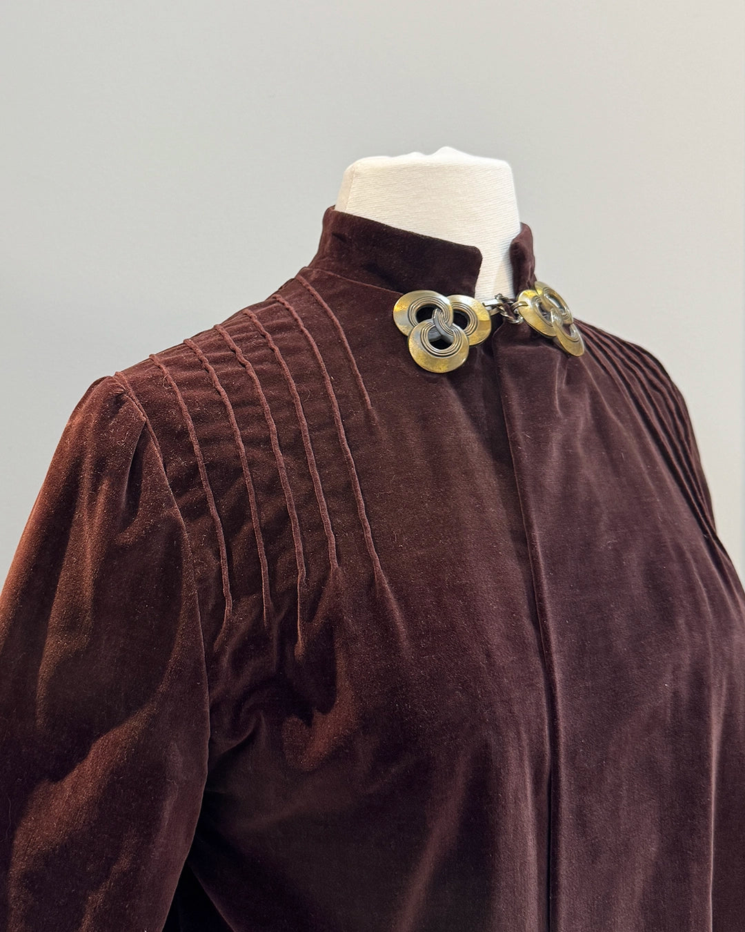 Vintage 1930s Velvet Opera Coat with Gold Art Deco Clasp