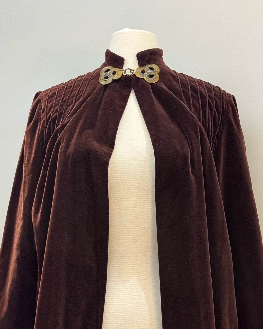 Vintage 1930s Velvet Opera Coat with Gold Art Deco Clasp
