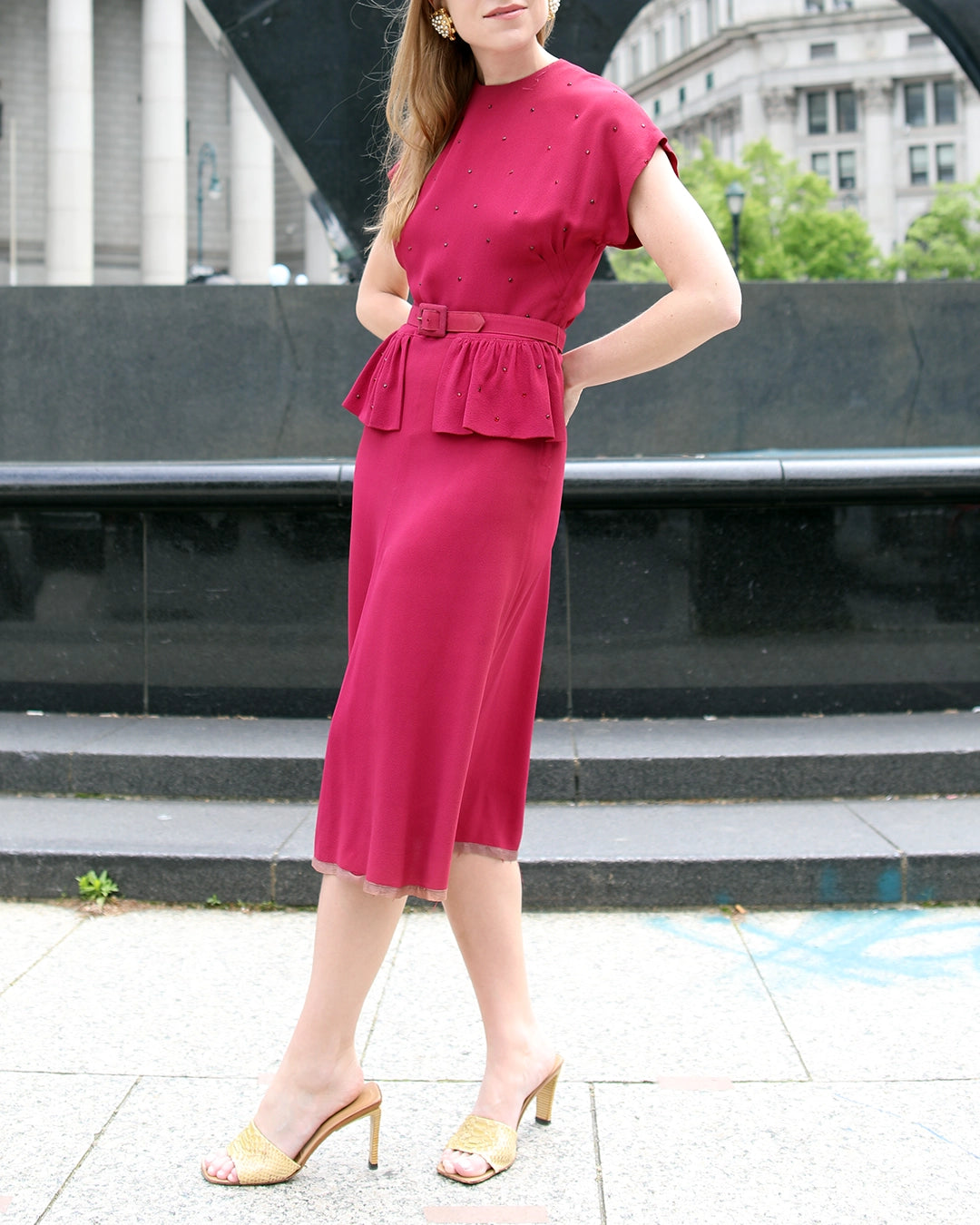 vintage peplum dress Vintage 1940s Embellished Peplum Dress