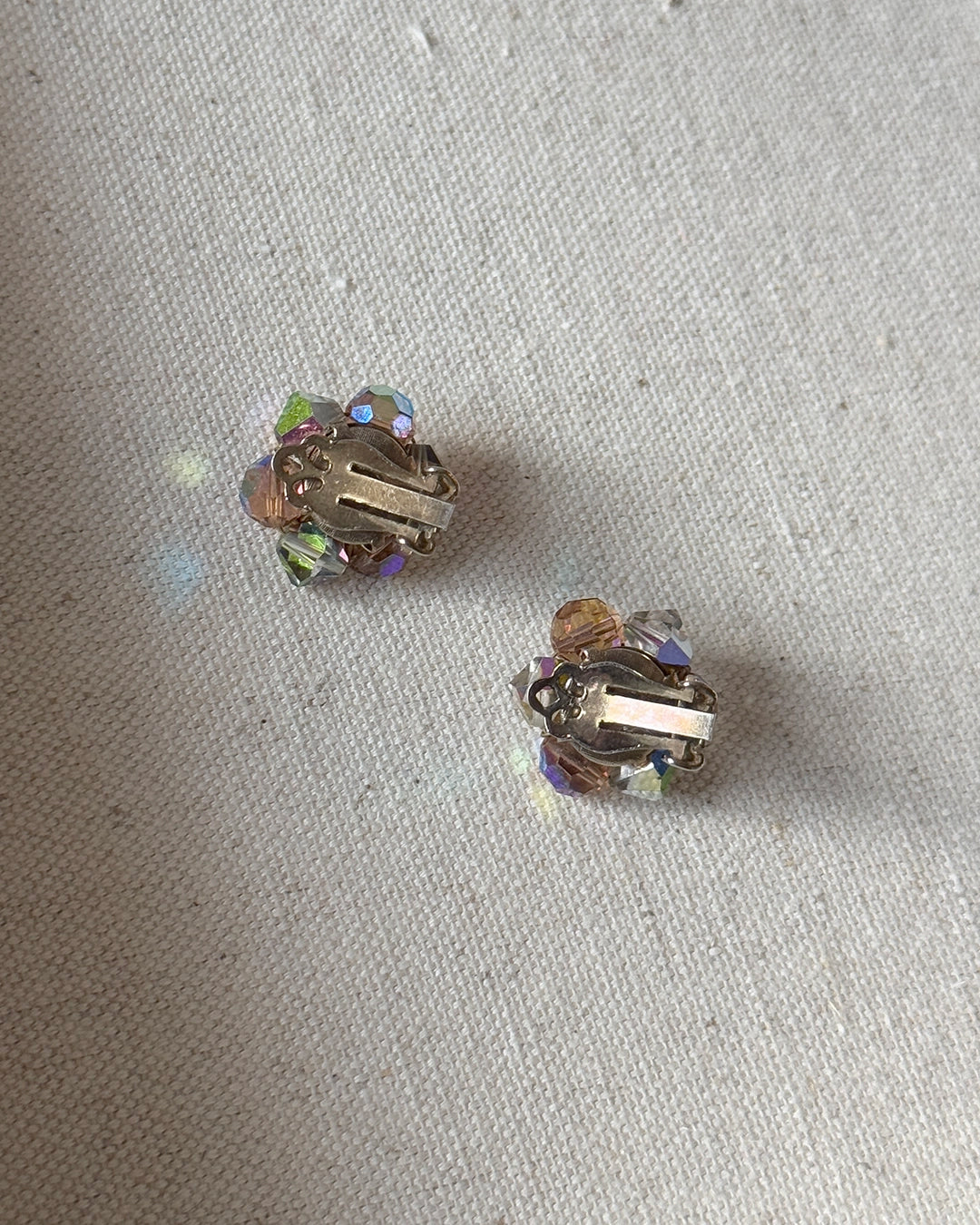 Vintage 1950s Aurora Borealis Topaz Bead Choker + Earrings Parure