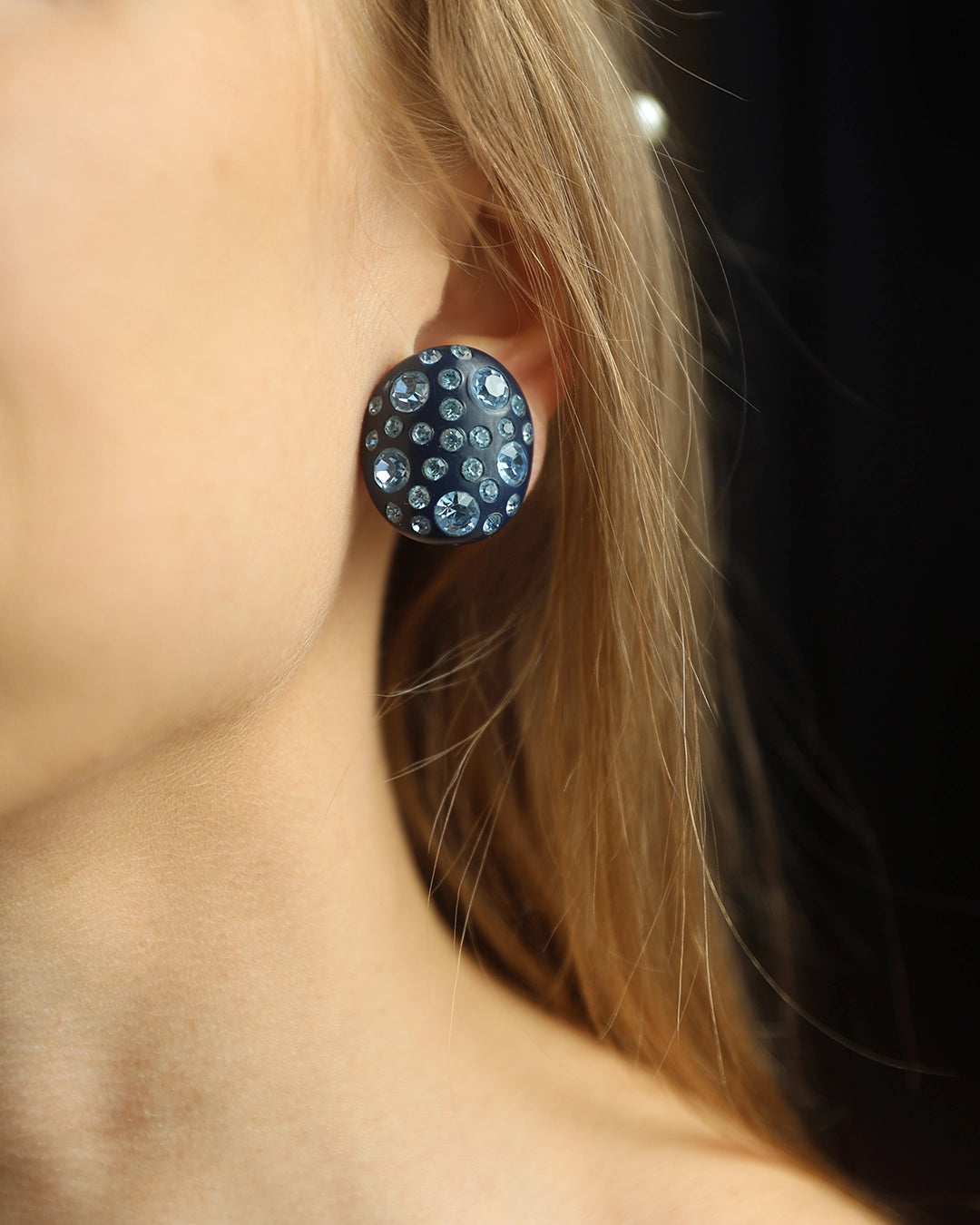 Vintage 1950s Crystal-Set Celluloid Earrings, WEISS