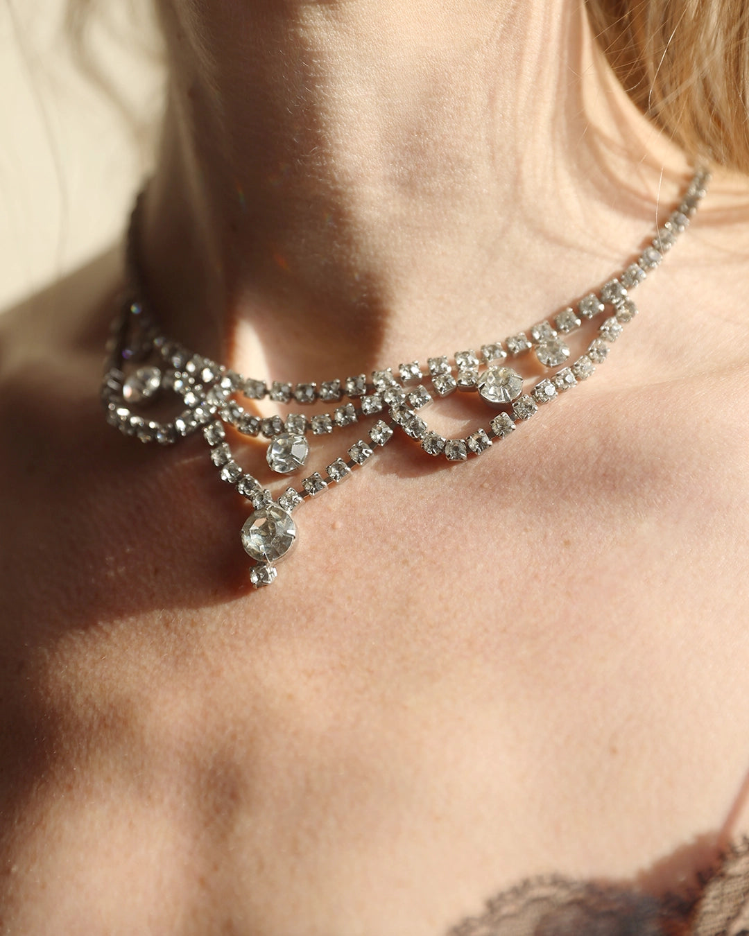 Vintage 1950s Diamanté Festoon Necklace