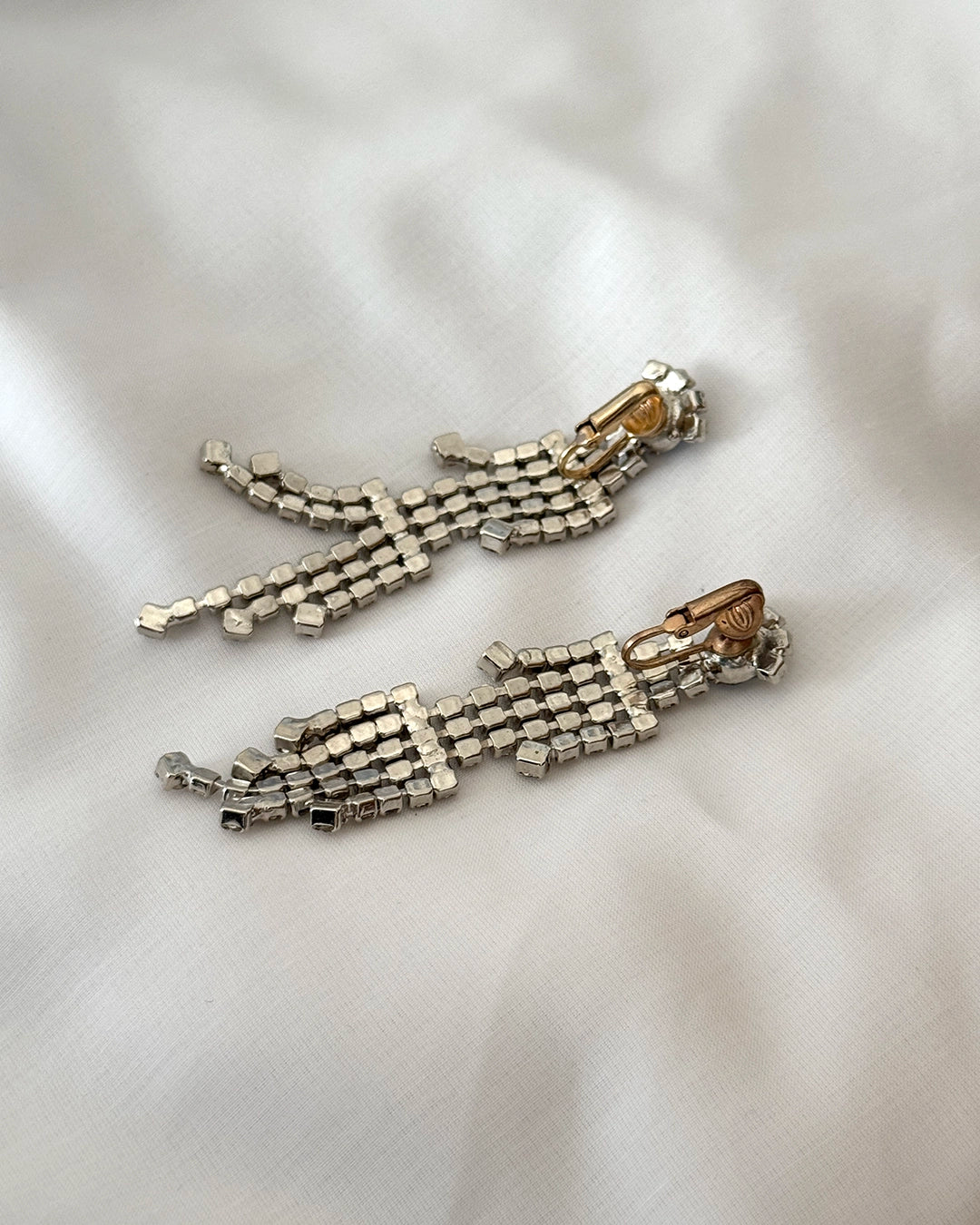 Vintage 1950s Diamanté Waterfall Chandelier Earrings