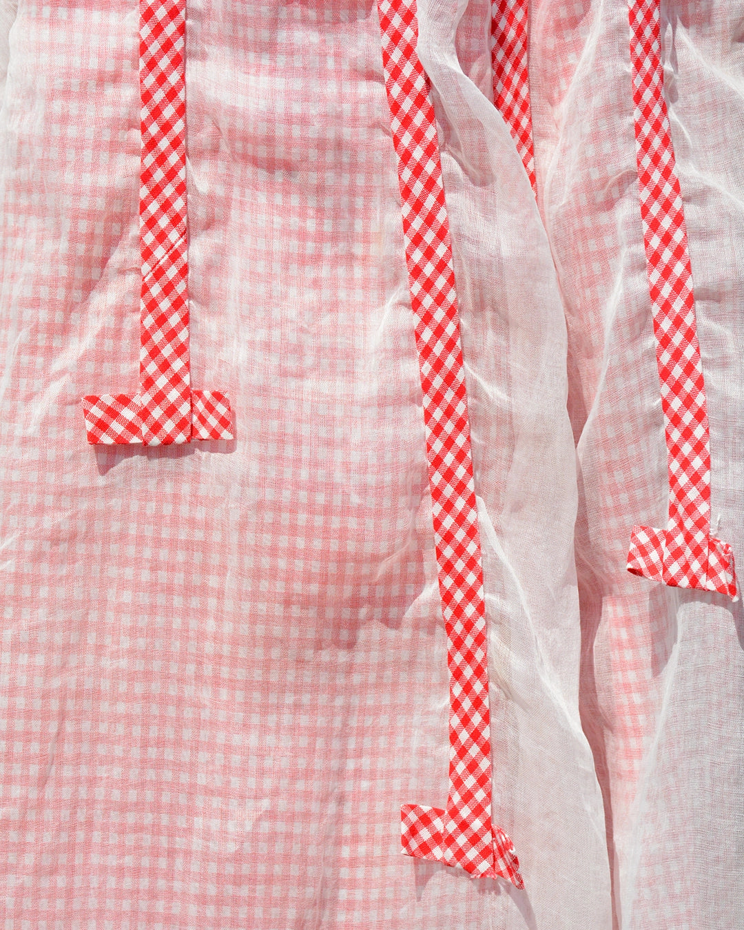 Vintage 1950s Gingham Fit and Flare Dress with Organdy Overlay