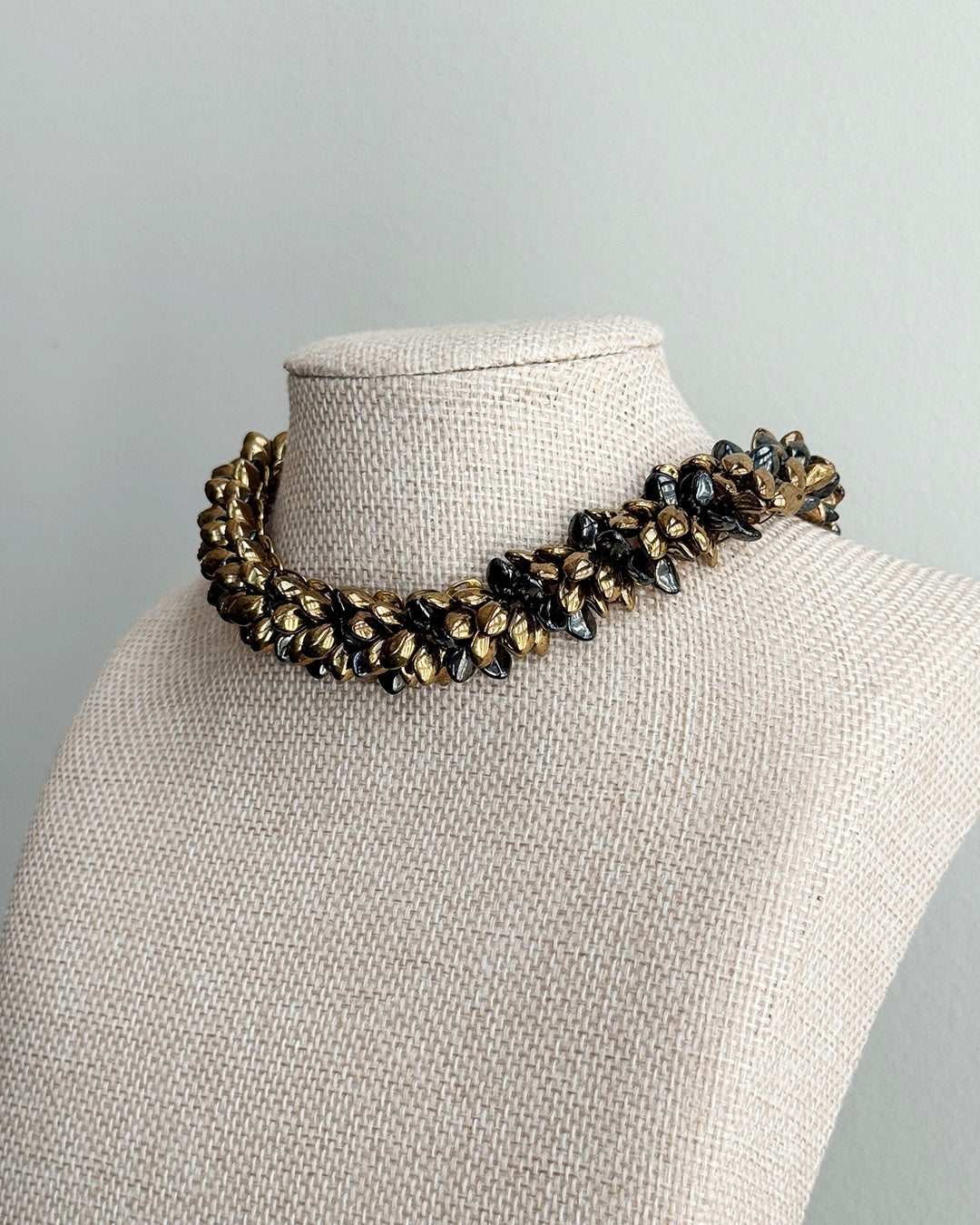 Vintage 1950s Miriam Haskell Style Abstract Leaf Demi-Parure, Necklace and Earrings Set