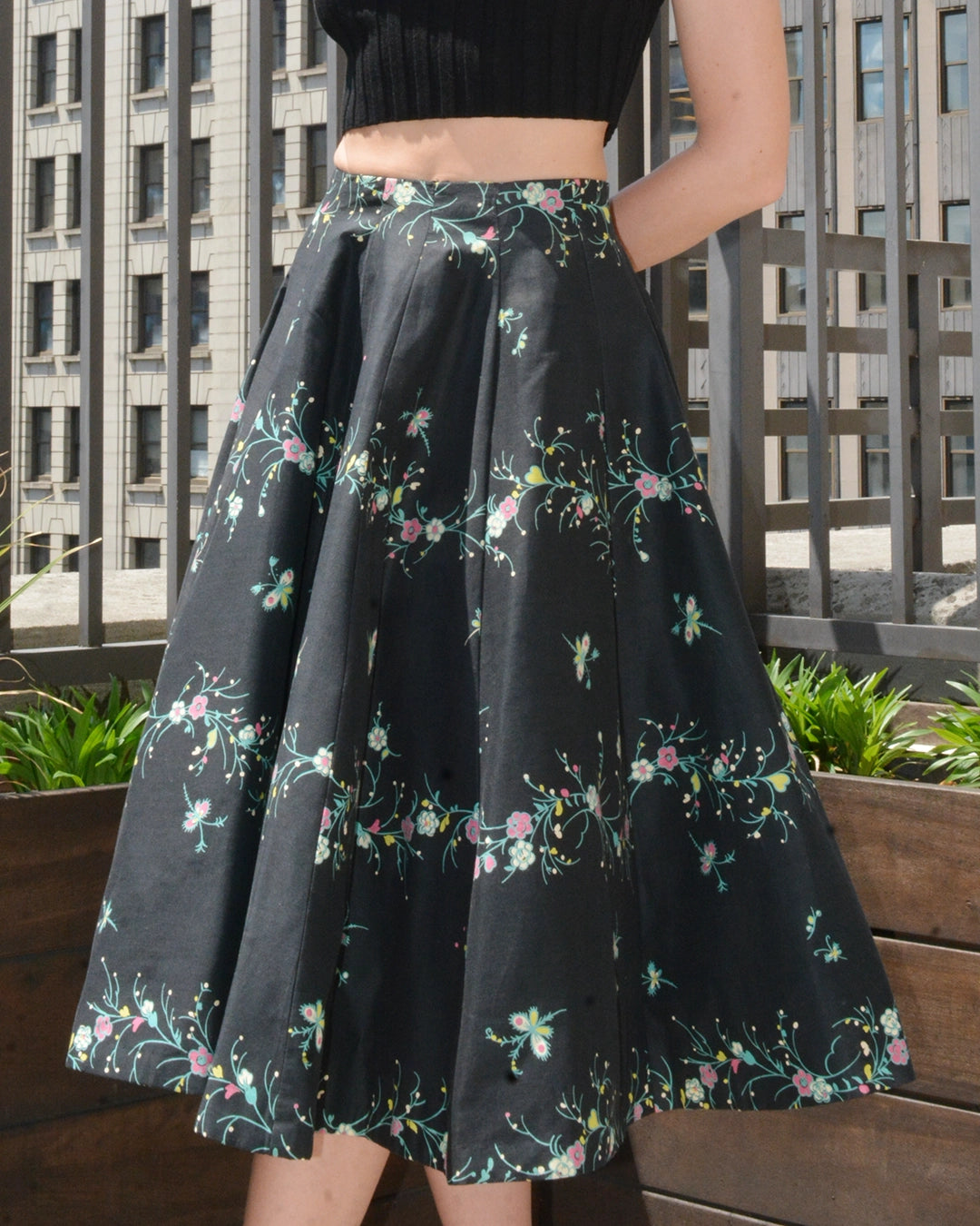 Vintage 1950s Printed Circle Skirt, 12 panels