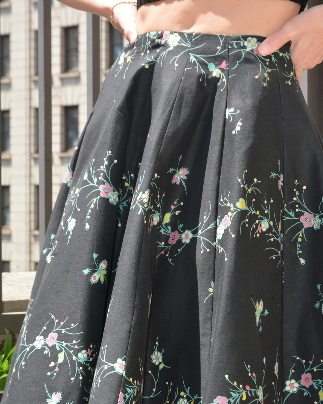 Vintage 1950s Printed Circle Skirt, 12 panels