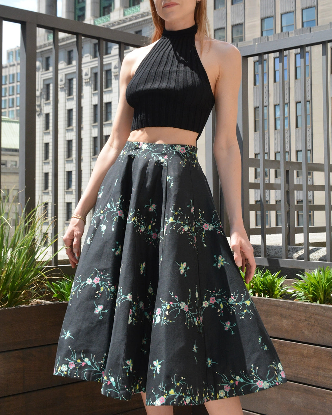 Vintage 1950s Printed Circle Skirt, 12 panels
