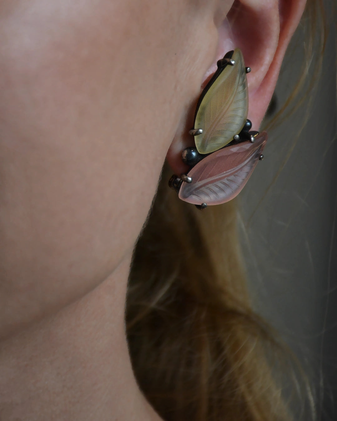 Vintage 1950s Schiaparelli Leaf Earrings