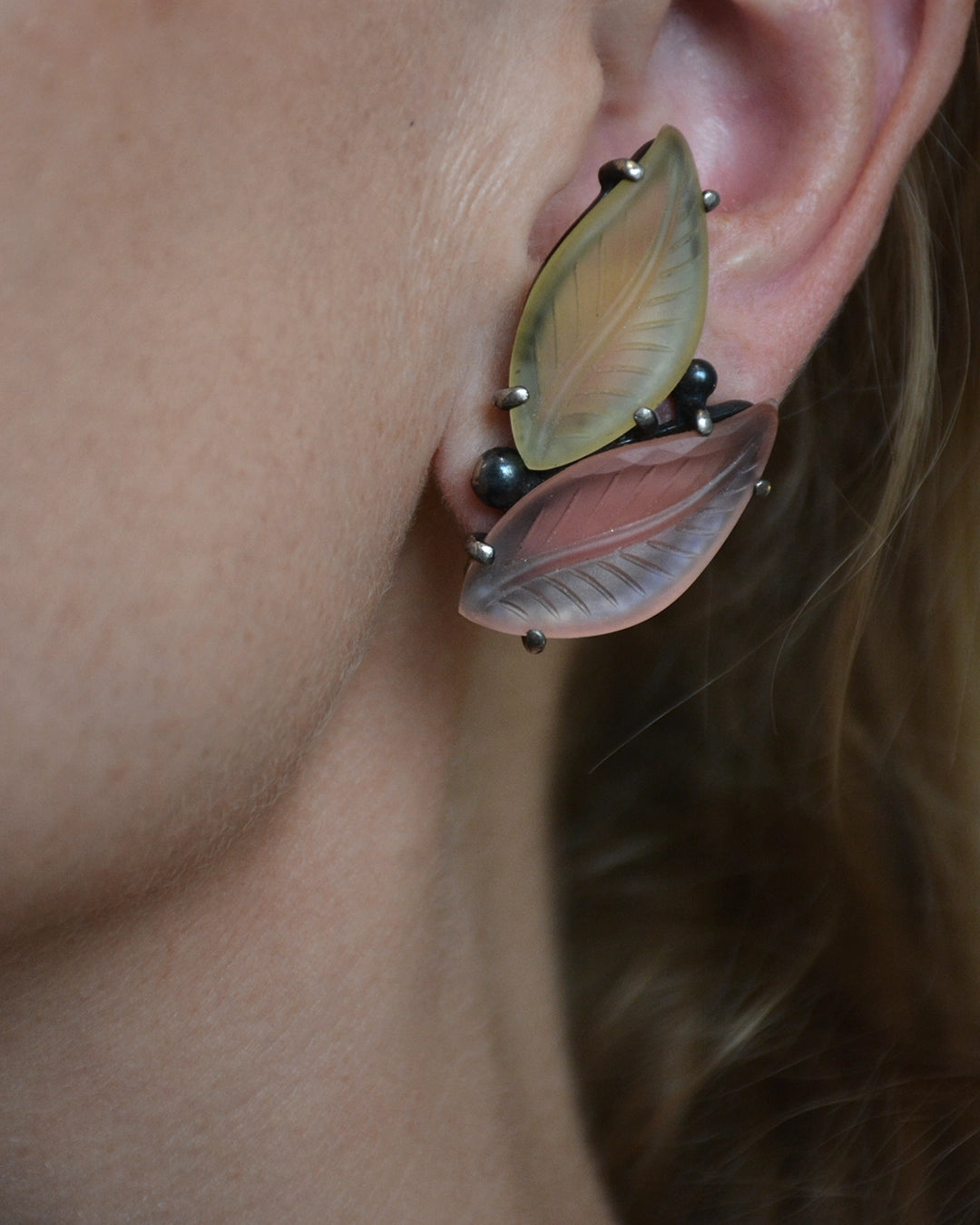 Vintage 1950s Schiaparelli Leaf Earrings