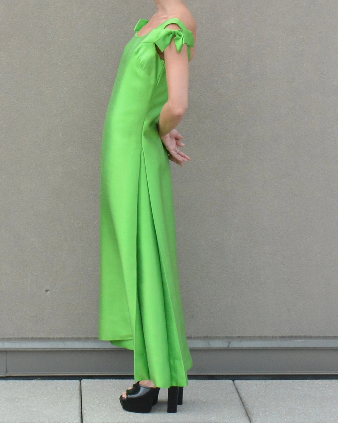 green balenciaga dress Women's Long Sleeve Off-shoulder Dress in Military Green