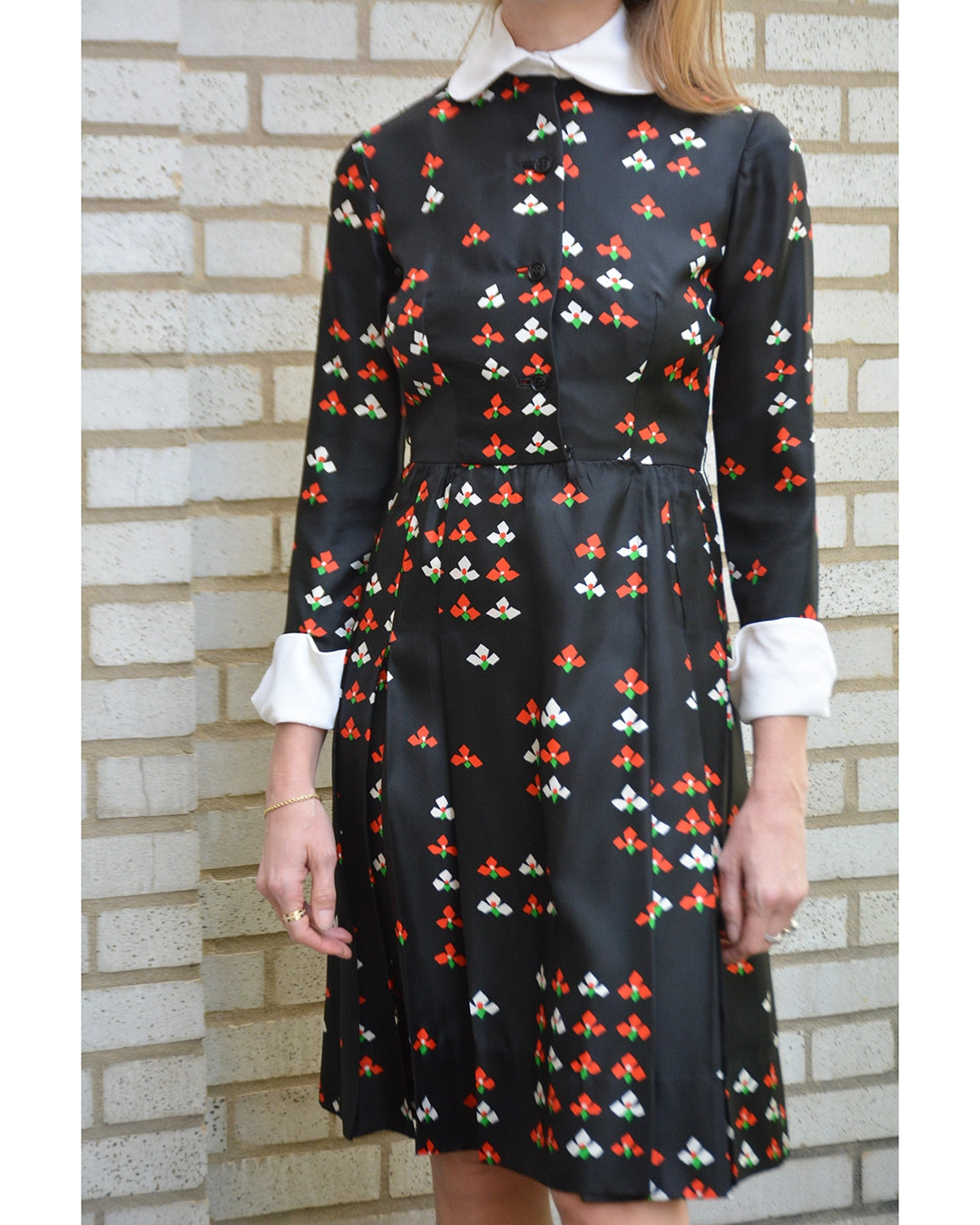 Vintage 1960s Chester Weinberg Printed Silk Shirtwaist Dress