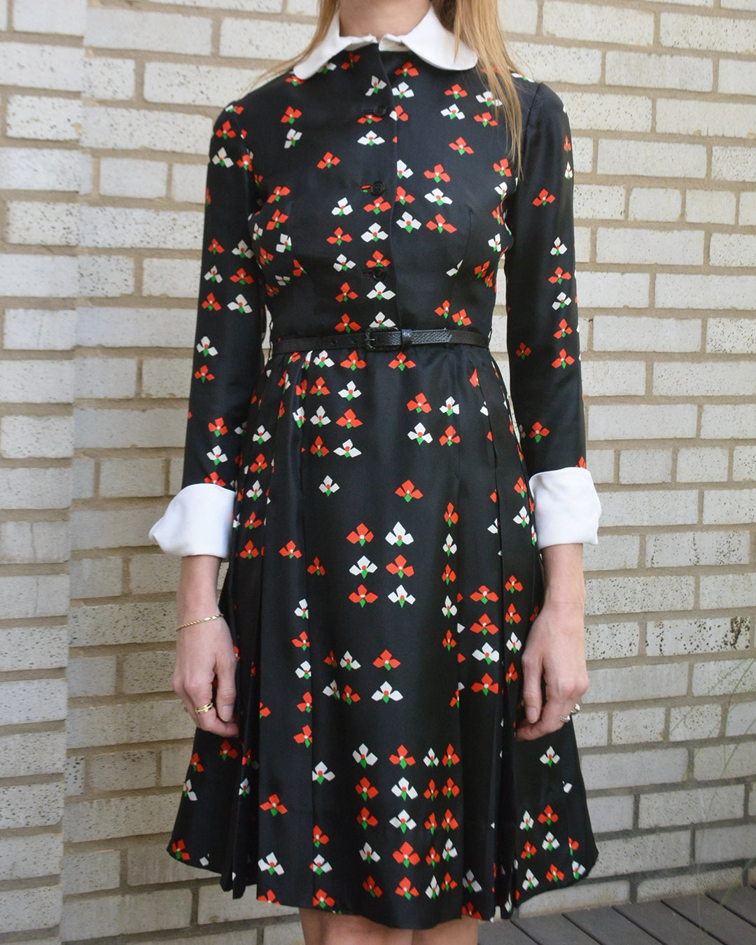 Vintage 1960s Chester Weinberg Printed Silk Shirtwaist Dress