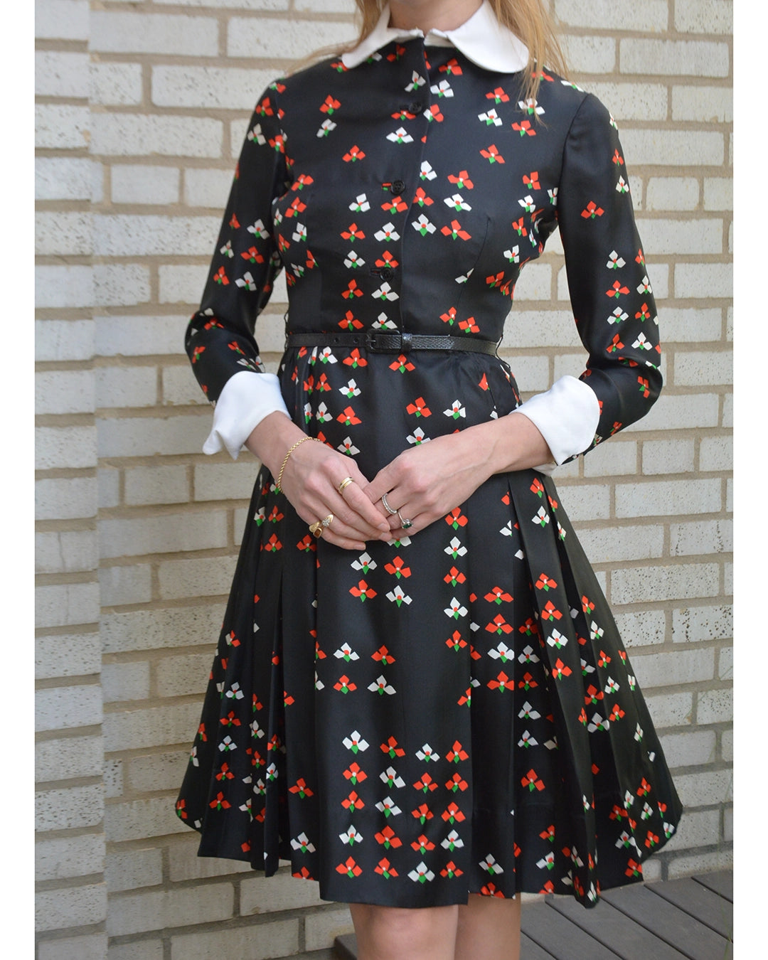 Vintage 1960s Chester Weinberg Printed Silk Shirtwaist Dress