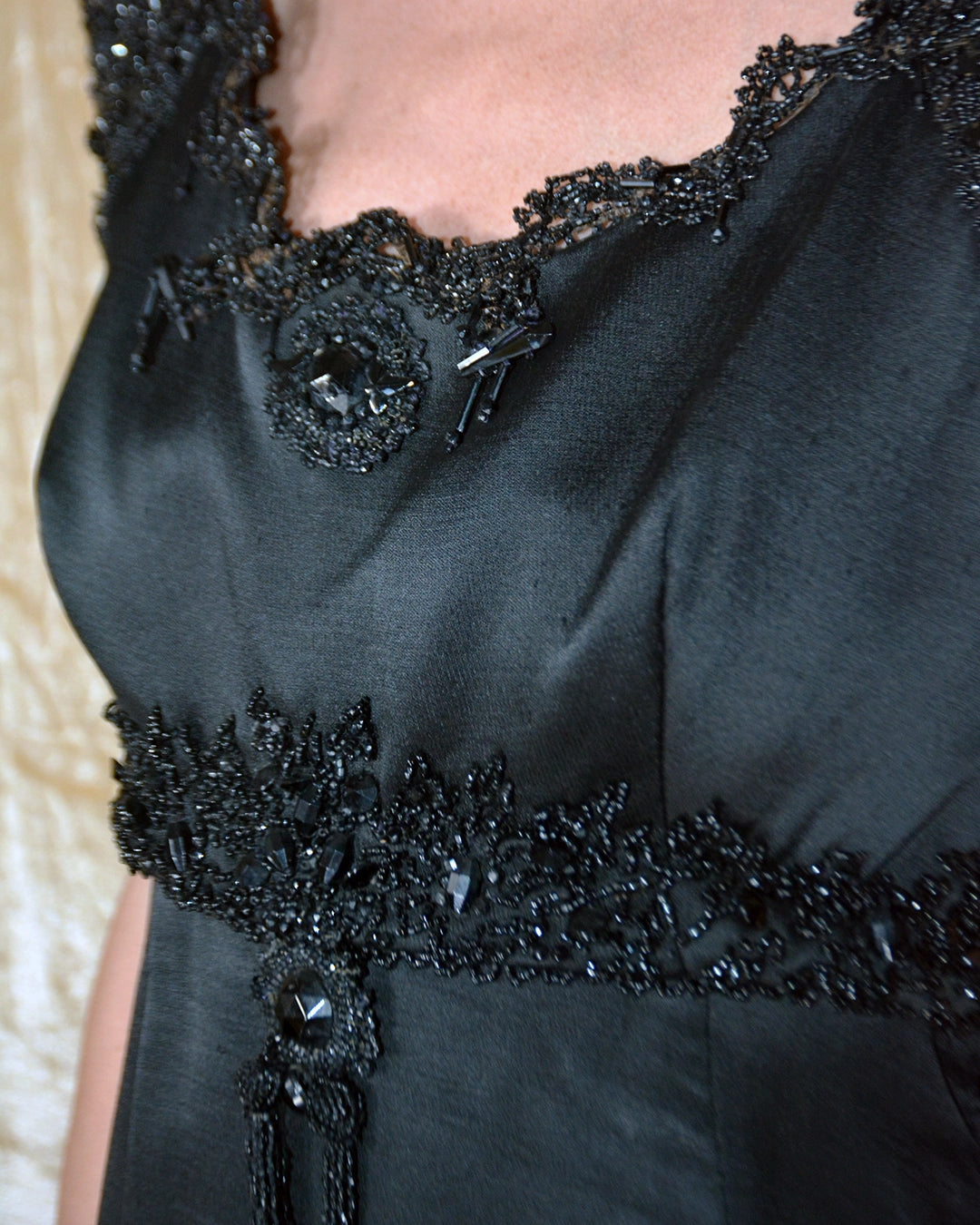 Vintage 1960s Malcolm Starr Beaded Silk Gown with Tassel Details