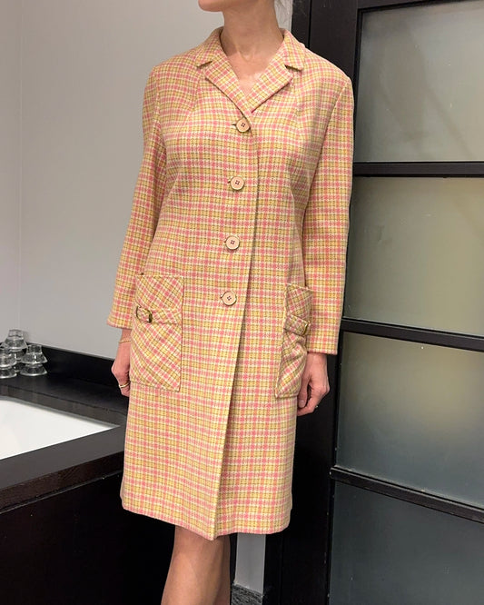 Vintage 1960s Pastel Plaid Coat