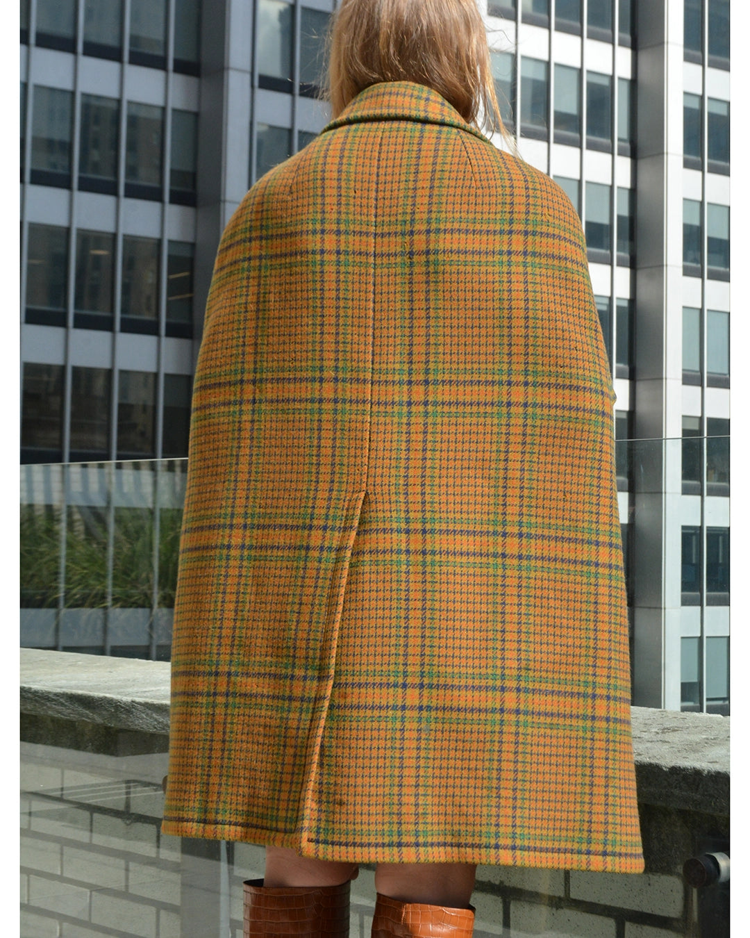Vintage 1960s Plaid Wool Cape