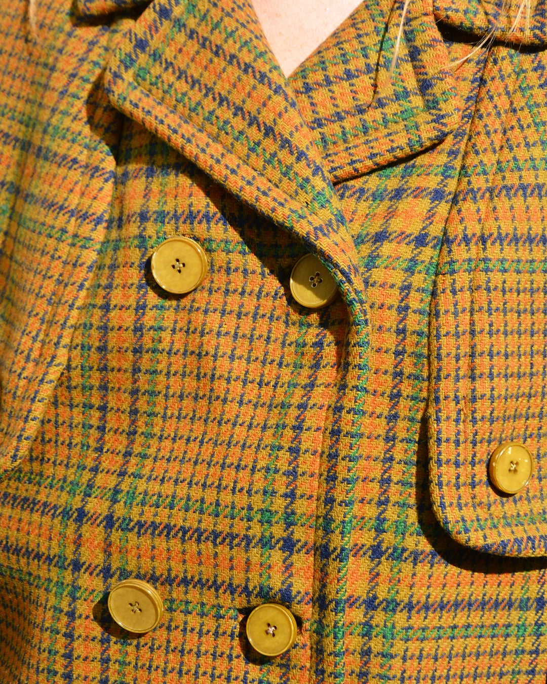 Vintage 1960s Plaid Wool Cape