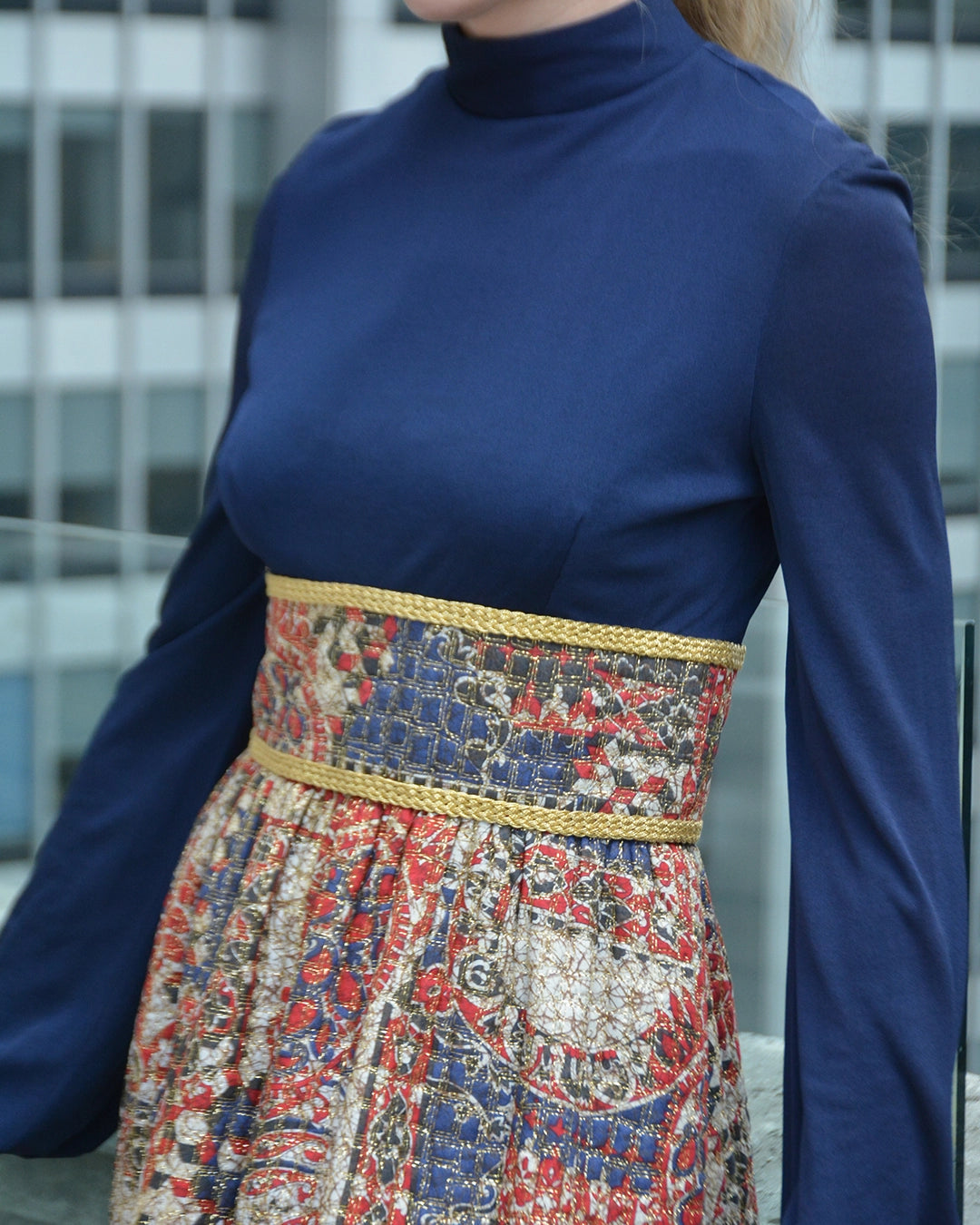 Vintage 1960s Quilted Dress Set with Matching Vest