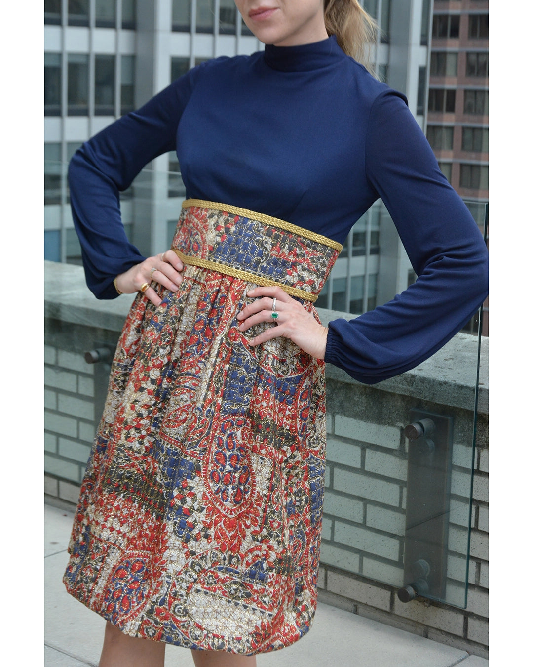 Vintage 1960s Quilted Dress Set with Matching Vest