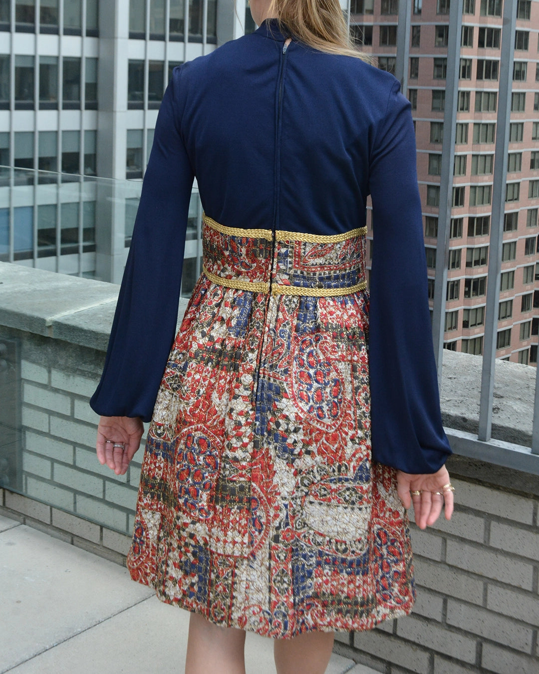Vintage 1960s Quilted Dress Set with Matching Vest