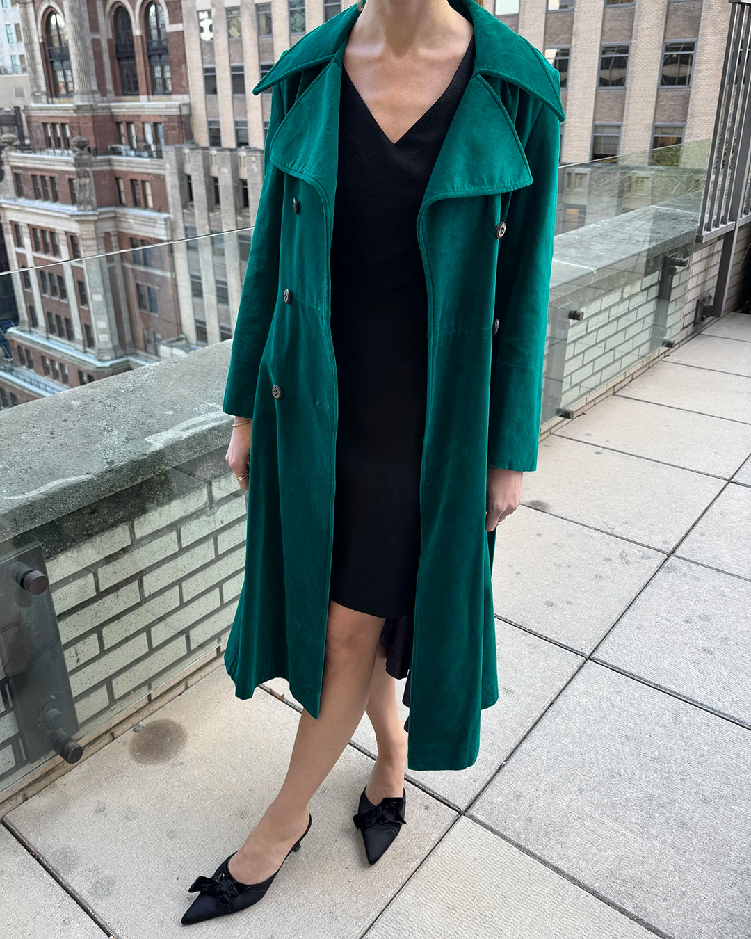 Vintage 1960s Velvet Princess-Cut Trench Coat