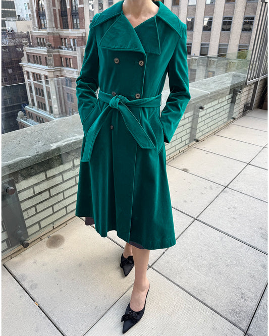 Vintage 1960s Velvet Princess-Cut Trench Coat