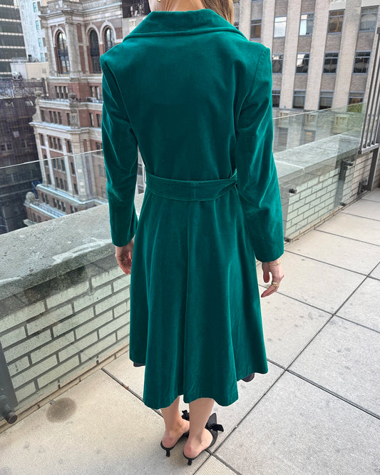 Vintage 1960s Velvet Princess-Cut Trench Coat