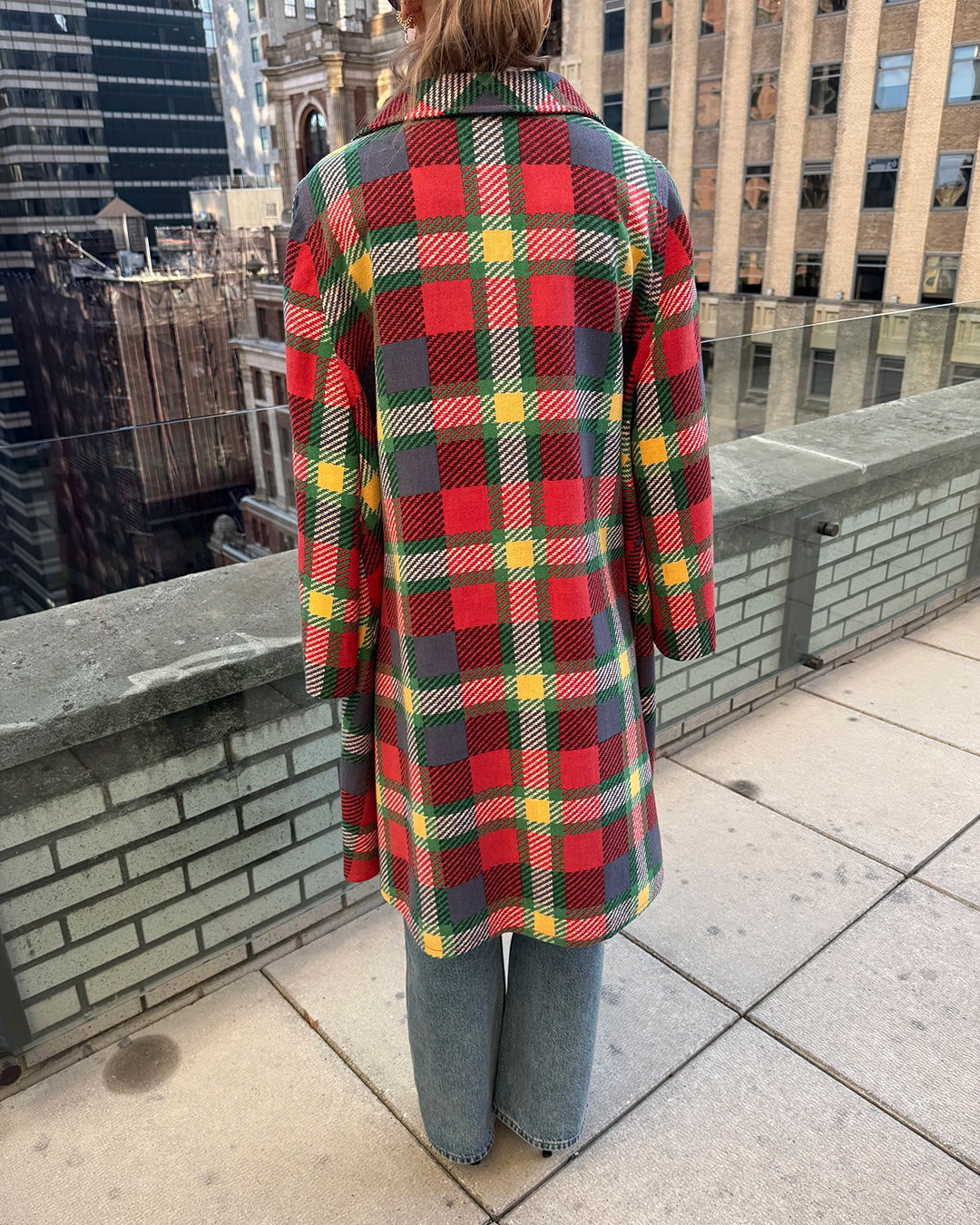 Vintage 1970s Valentino Plaid Swing Coat