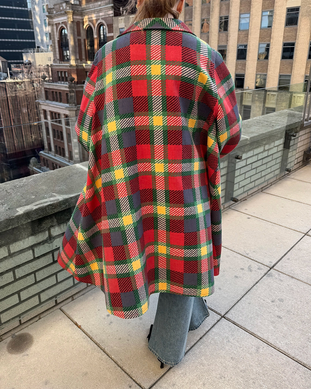 Vintage 1970s Valentino Plaid Swing Coat