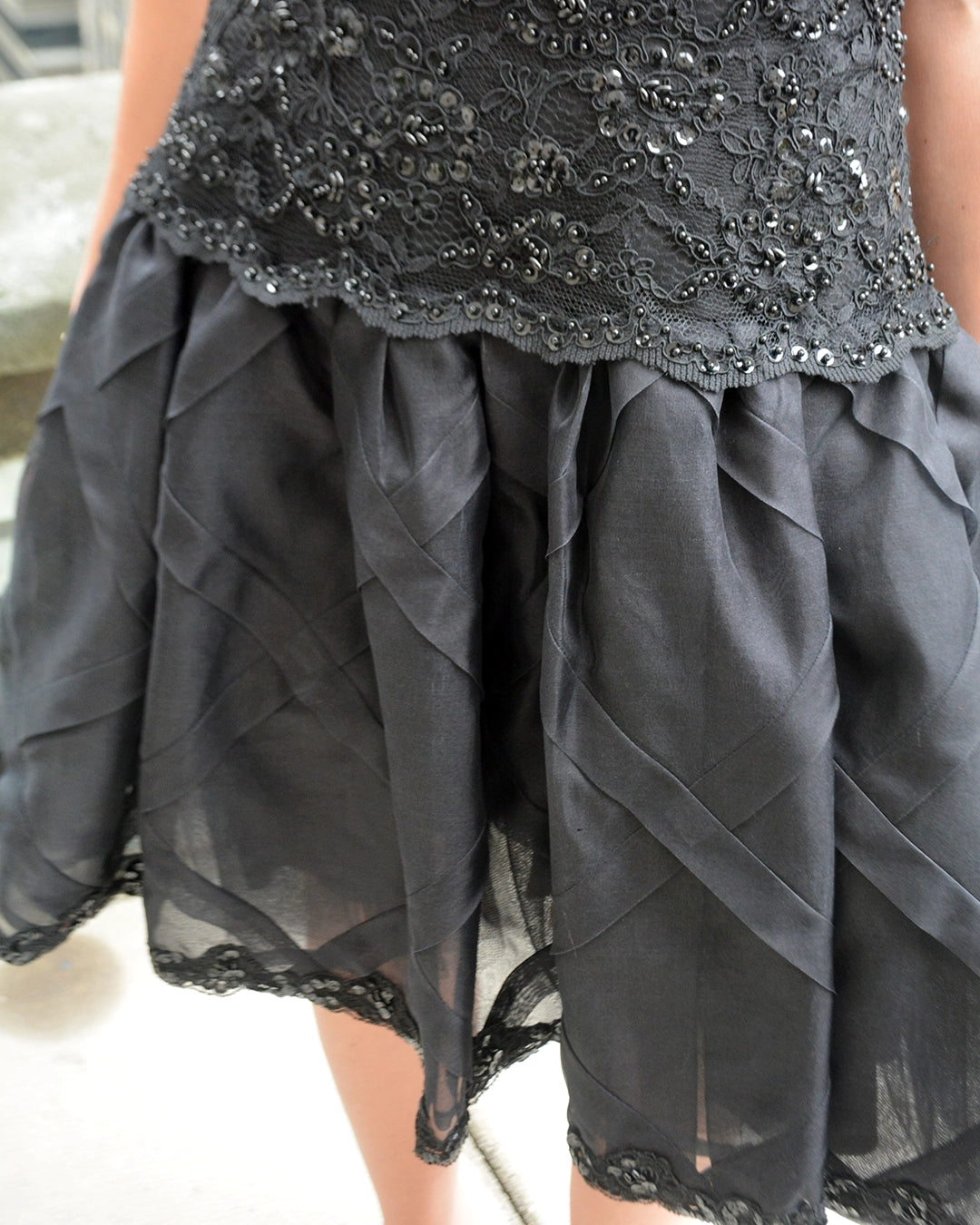 Vintage 1980s Embellished Lace Drop Waist Cocktail Dress